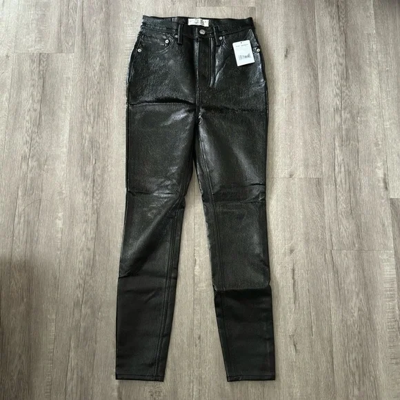 NWT Free People We The Free Phoenix Coated Jeans Black Shiny Patent Size 26 - Picture 3 of 12